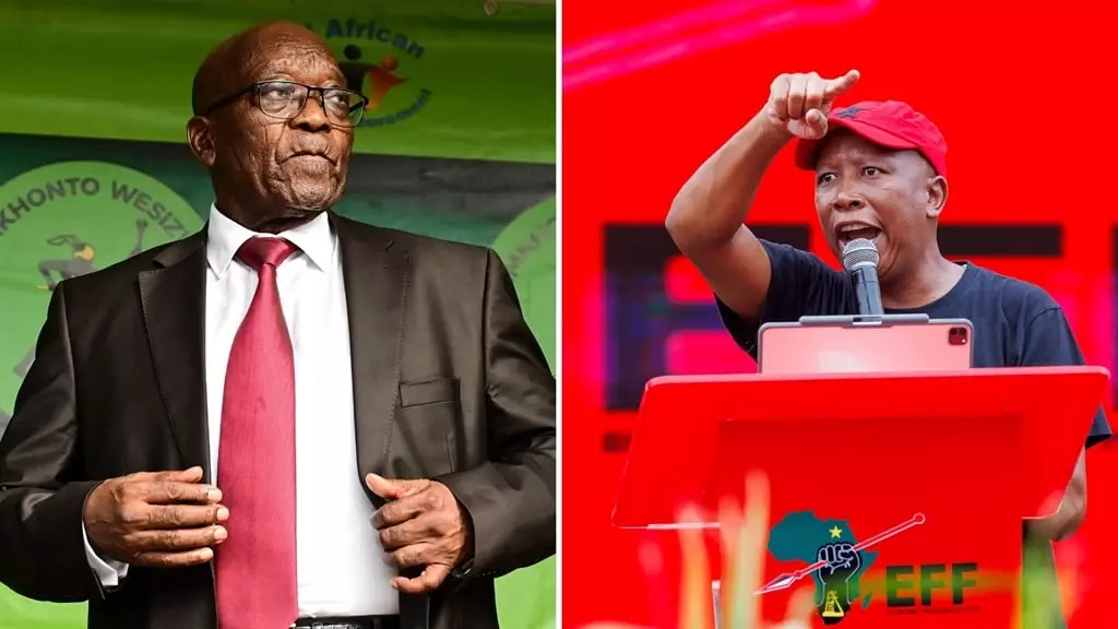 Top Stories Tamfitronics Jacob Zuma (left) and Julius Malema (gorgeous). (Gallo Photography/Darren Stewart and Gallo Photography/Dirk Kotze)