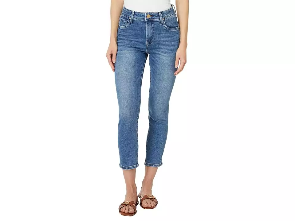 KUT from the Kloth Catherine High-Rise Crop Straight- Regular Hem In New (New) Women's Jeans