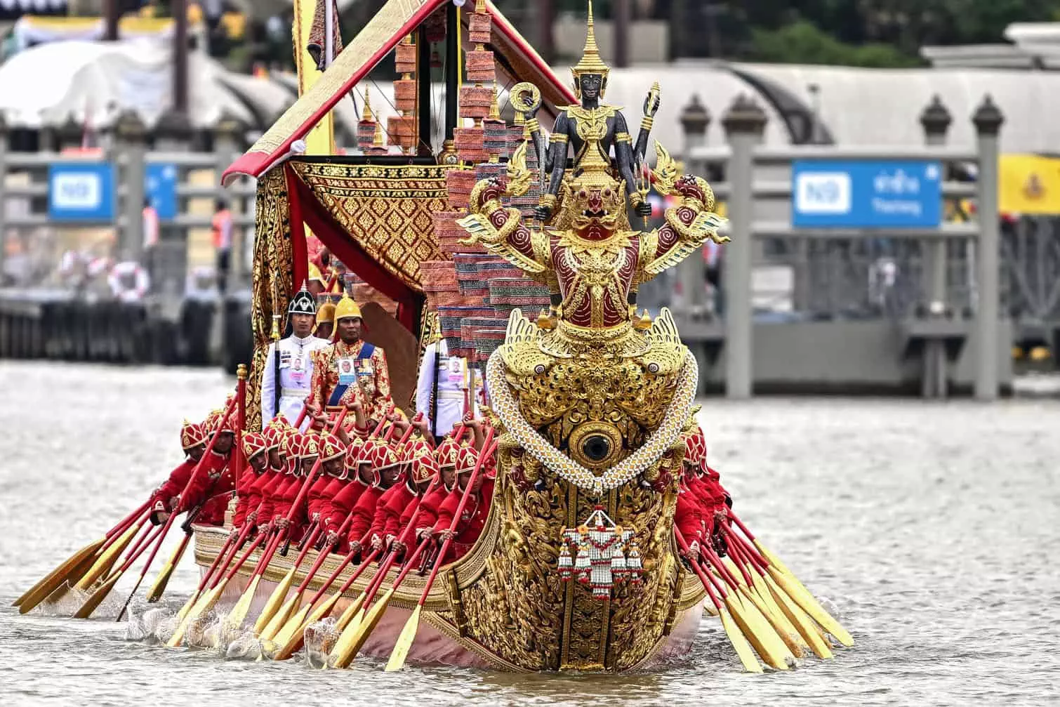 Top Stories Tamfitronics Thai oarsmen row a royal barge during the Royal Barge Procession