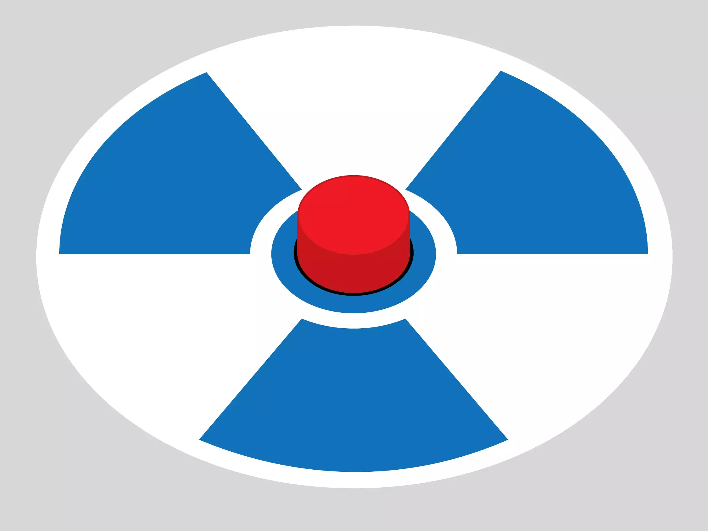 Politics tamfitronics Drawing of a nuclear warning trefoil symbol with a button in the middle