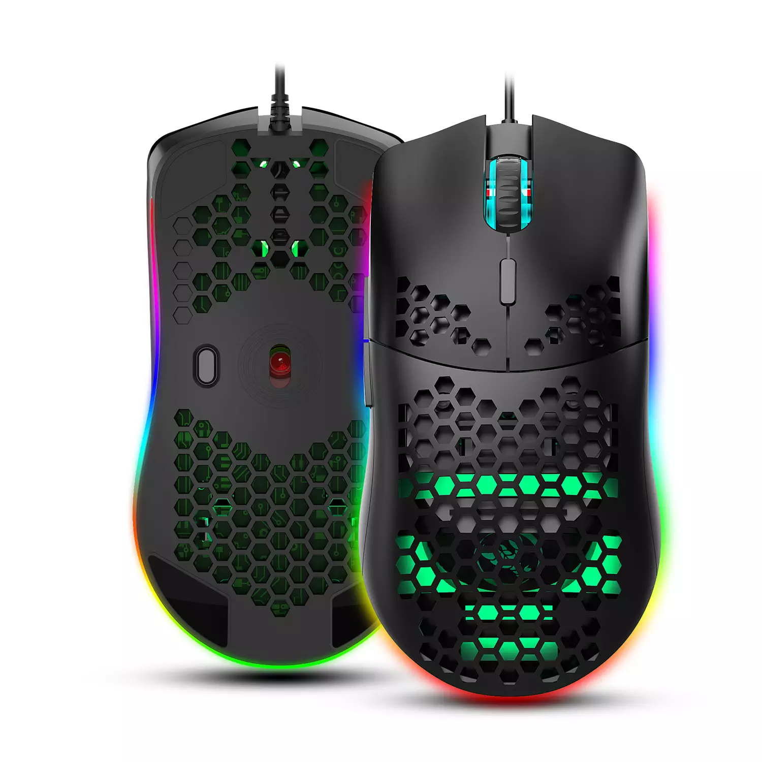 HXSJ J900 RGB Lighting Honeycomb Holow Programmable Gaming Mouse