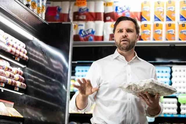 JD Vance mocked for saying eggs cost $4 — while standing directly in front of a dozen for $2.99