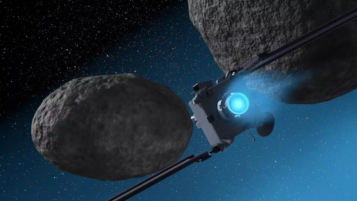 NASA Space Technology DART Mission Spacecraft about to impact asteroid Didymos B